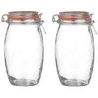 Weckpot/inmaakpot - 2x - 1.3L - glas - met beugelsluiting - D13 x H22 cm - thumbnail