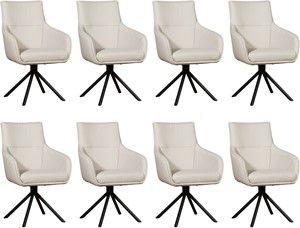 Set van 8 Crème leren industriële draaibare eetkamerstoelen Fancy - Toledo leer Misty (crème leer)