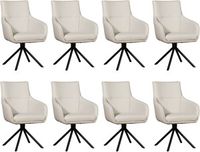 Set van 8 Crème leren industriële draaibare eetkamerstoelen Fancy - Toledo leer Misty (crème leer) - thumbnail