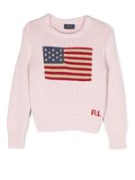 Ralph Lauren Kids pull à drapeau USA en intarsia - Rose