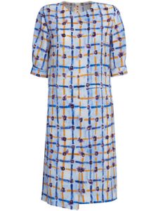 Marni robe mi-longue asymétrique à fleurs - Bleu