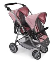 Tweeling Poppenwagen Vario - Melange Grijs Roze