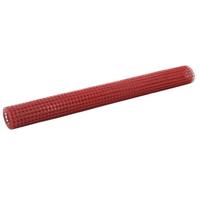 vidaXL Draadgaas 10x1,5 m Staal met PVC Coating Rood Kippengaas Metaalgaas