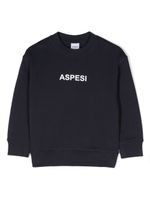 Aspesi Kids sweat en coton à logo imprimé - Bleu