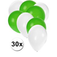 Witte en groene ballonnen 30 stuks   -