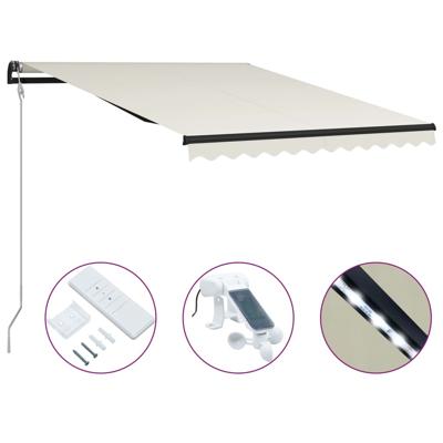 vidaXL Luifel uittrekbaar met windsensor en LED 300x250 cm crème vidaXL Luifel uittrekbaar met windsensor en LED 300x250 cm crème