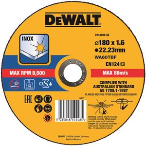 DeWalt Accessoires Extreme 2X Doorslijpschijf INOX 180 x 1.6 x 22,2mm - DT43908-QZ