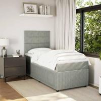 vidaXL Boxspring met matras fluweel lichtgrijs 90x190 cm