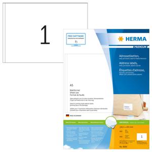 Herma 8690 Adresetiketten 148.5 x 205 mm Papier Wit 400 stuk(s) Inkjet, Laser (zwart/wit), Laser (kleur), Kopiëren (zwart/wit), Kopiëren (kleur), Handschriften