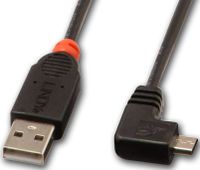 Lindy 2m, USB 2.0 A/Micro USB B, 90°, M/M USB-kabel USB A Micro-USB B Zwart - thumbnail