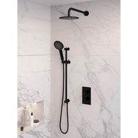 Inbouw Regendouche Set Brauer Black Edition Gebogen Wanduitloop Ronde Hoofddouche 20 cm Met Glijstang en Handdouche 3 Standen Mat Zwart Brauer - thumbnail