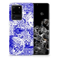 Silicone Back Case Samsung Galaxy S20 Ultra Angel Skull Blauw