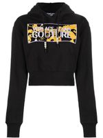 Versace Jeans Couture hoodie crop à patch logo - Noir