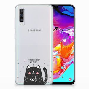 Samsung Galaxy A70 Telefoonhoesje met Naam Cat Good Day