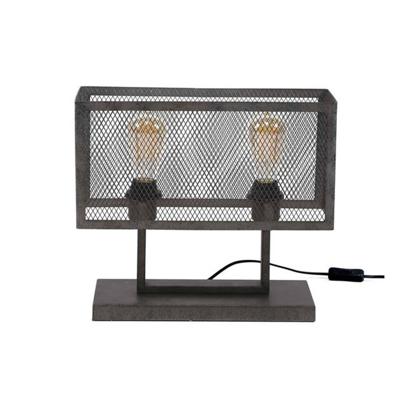 Livin24 Industriële Tafellamp Brooke Zwart Raster Rechthoek