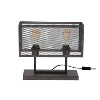 Livin24 Industriële Tafellamp Brooke Zwart Raster Rechthoek