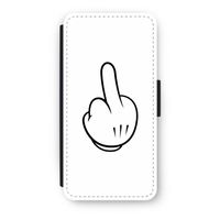 Middle finger white: iPhone 7 Flip Hoesje - thumbnail