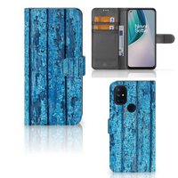 OnePlus Nord N10 Book Style Case Wood Blue - thumbnail