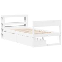 vidaXL Bedframe zonder matras massief grenenhout wit 90x190 cm, bed, bed ombouw, eenpersoonsbed, bedbodem, slaapkamermeubel, 1 persoonsbed