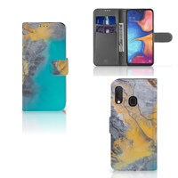 Samsung Galaxy A20e Bookcase Marble Blue Gold