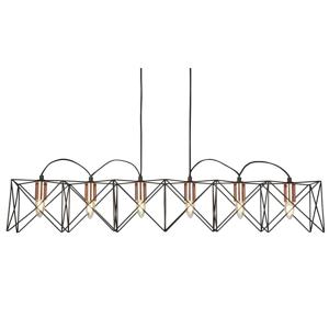 Searchlight Eetkamer hanglamp Anthea 6-lichts zwart met roodkoper 8416-6BK