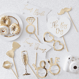 Ginger Ray GO-143 Gold Wedding Photo Booth Props