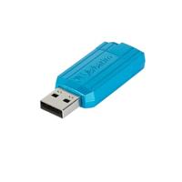 Verbatim PinStripe USB-drive - 32 GB, USB-stick, schuifmechanisme, Caribbean Blue
