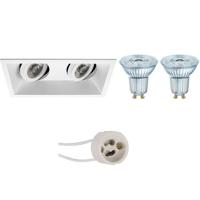 LED Spot Set - OSRAM Parathom PAR16 930 36D - Pragmi Zano Pro - GU10 Fitting - Dimbaar - Inbouw Rechthoek Dubbel - Mat