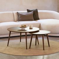 Salontafel Adda Rond Smoked Eiken Set van 2 - Giga Living