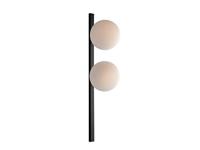 ECO-LIGHT Wandlamp met schakelaar, 2 lichtpunten, metaal, zwart en opaalglas, wit, mondgeblazen