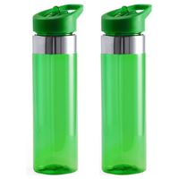 Set van 2x stuks bidon/drinkfles/waterfles 650 ml groen van kunststof - thumbnail