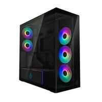 ARCTIC Xtender VG (Mirror Black) met Verticale GPU-Bevestiging - PC-Kast, Gespiegeld Glas, 2 x 420 mm Radiatorsteun, Midi-toren, E-ATX, 5x A-RGB Ventilatoren Voorgemonteerd - Zwart