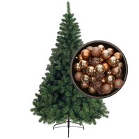 Bellatio Decorations kunst kerstboom 120 cm met kerstballen camel bruin - thumbnail