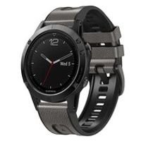 leer + siliconen bandje - Grijs - Garmin Fenix 7X / 6X / 5X