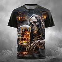 Doodskoppen Oktoberfest bier Ontwerper Gotisch Voor heren 3D-afdrukken T-shirt Feest Straat Casual T-shirt Zwart Groen Korte mouw Strakke ronde hals Overhemd Zomer Lente Kleding S M L XL XXL XXXL Lightinthebox - thumbnail