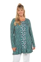 Ulla Popken Shirt, classic, bloemendessin, ronde hals - Grote Maten