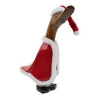 Houten Beeld Eend Kerstman (28 x 16 cm)