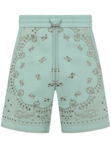 AMIRI short en cuir à imprimé bandana - Vert