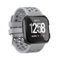 By Qubix - Siliconen Bandje Geventileerd Compatible met Fitbit Versa 1/2 & Lite - Grijs - Compatible fitbit bandje