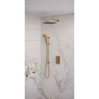 Regendoucheset Inbouw Brauer Gold Edition Thermostatisch 30 cm met 3-Weg Omstelling, Gebogen Wandarm, Glijstang en 3-Standen Handdouche Geborsteld - thumbnail