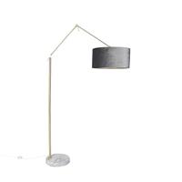 QAZQA - Moderne vloerlamp goud velours kap grijs 50 cm - Editor | Woonkamer | Slaapkamer - Stof Langwerpig - E27 Geschikt voor LED - Max. 1 x 60 Watt