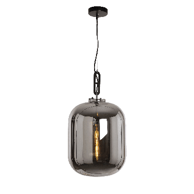 Hanglamp Larino Modern 35 cm 1 Lichts Zwart Met Fume Glas