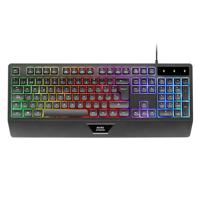 Mars Gaming MK124, ergonomisch H-Mech-toetsenbord, geïntegreerde polssteun, FRGB regenboogverlichting, uitgebreid gaming-toetsenbord, multi-platform pc-toetsenbord, Spaanse taal, zwart