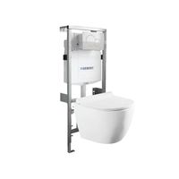 QeramiQ Salina Compact Toiletset -softclose zitting- bedieningsplaat Geberit Sigma01 wit - wit glans 0701131/0700518/sw258541/ - thumbnail