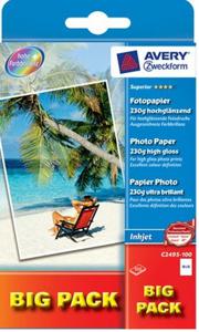 Avery-Zweckform Superior Photo Paper Inkjet C2495-100 Fotopapier 10 x 15 cm 230 g/m² 100 vellen Hoogglans