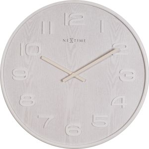 NeXtime NE-3095WI Wandklok Dia. 53 X 3 Cm, Hout, Wit, &apos;Wood Wood Big&apos;