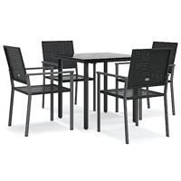 vidaXL 5-delige Tuinset poly rattan en staal, tuin set, tuinmeubel set, tuin tafel, tuinmeubelset, tuintafel, tuinstoel, tuin stoel, terrasmeubel