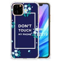 Apple iPhone 11 Pro Anti Shock Case Flowers Blue DTMP - thumbnail