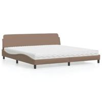 vidaXL Bed met matras kunstleer cappuccinokleurig 200x200 cm