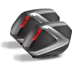 GIVI V37 set zijkoffers, Topkoffers en voor de moto, rode reflectoren, zwarte cover